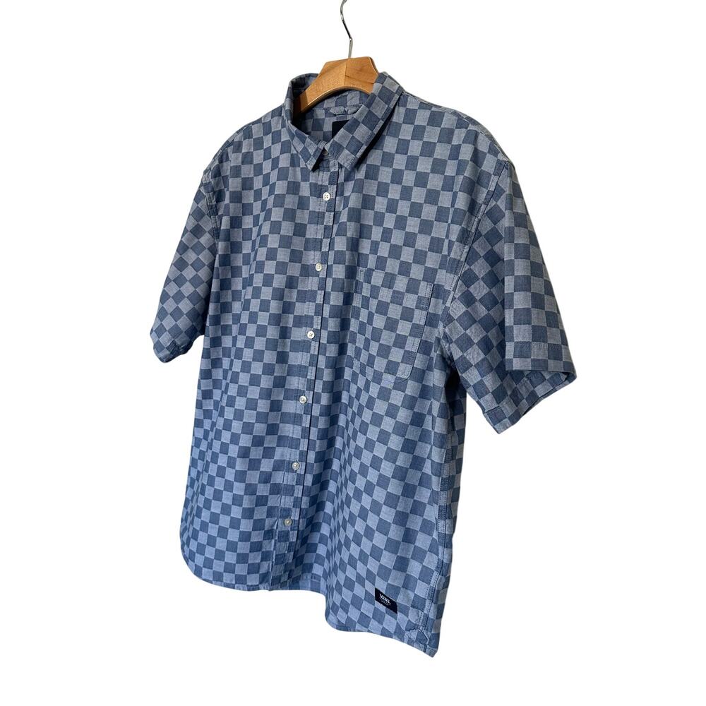Vans Blue Checkered Button-Up Shirt Size Large